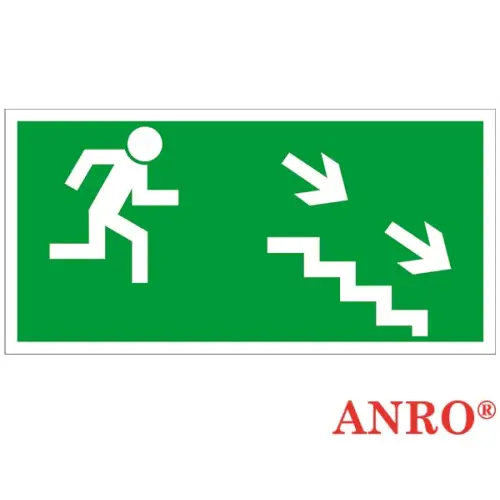Znak ewakuacyjny „Kierunek do wyjścia drogi ewakuacji schodami w dół w prawo” 150 x 300 Z-8E ANRO